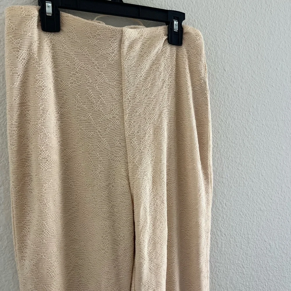 NWT OH POLLY | Zuni Lace Up Back High Waisted Flare Trousers in Cream | Size 10
